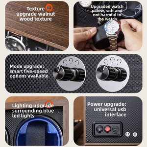 Eonluxe Estuche para Relojes Automáticos de Nogal Sólido con 2, 4 o 6 Ranuras, Almohada Individual para Reloj, Motor Silencioso, Vitrina para Hogar u Oficina Moderna - Product Image 5
