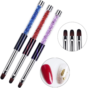 3Pcs Oval Builder Gel Brush Set Hard Gel <b>Nail</b> Art Brushes Rhinestone Handle <b>Nails</b> <b>Extension</b>, Oval Brush Bristles - Product Image 3