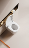 Toilette japonaise intelligente murale de luxe, mini, avec siphon en S ou en P, design moderne peu encombrant, fonction de lavage féminin, couvercle à levage automatique et siège chauffant
