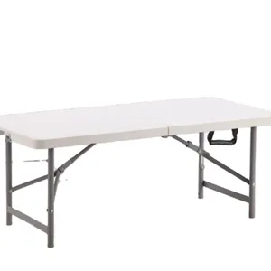 Dobrável de plástico de 4 pés na meia mesa, leve ao ar livre mesa de jantar dobrável, altura ajustável mesa dobrável