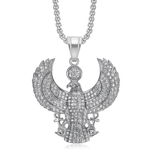 Collar con Cadena Completamente Adornada con Circonitas, Diseño Majestuoso de Águila en 3D, Inspirado en el Mitológico Símbolo Egipcio del Ankh - Product Image 2