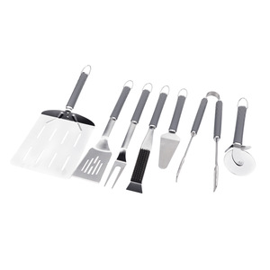 Ensemble d'outils de barbecue en acier inoxydable, 7 pièces, avec poignée en plastique, pour griller et camper en plein air, durable, passe au lave-vaisselle - Product Image 2