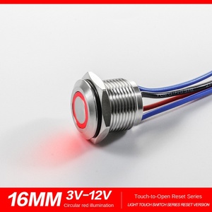 Botón Transparente de 16 mm, Interruptor de Presión de Acero Inoxidable con Anillo LED, IP65, 3A, Cable de Alta Corriente - Product Image 2