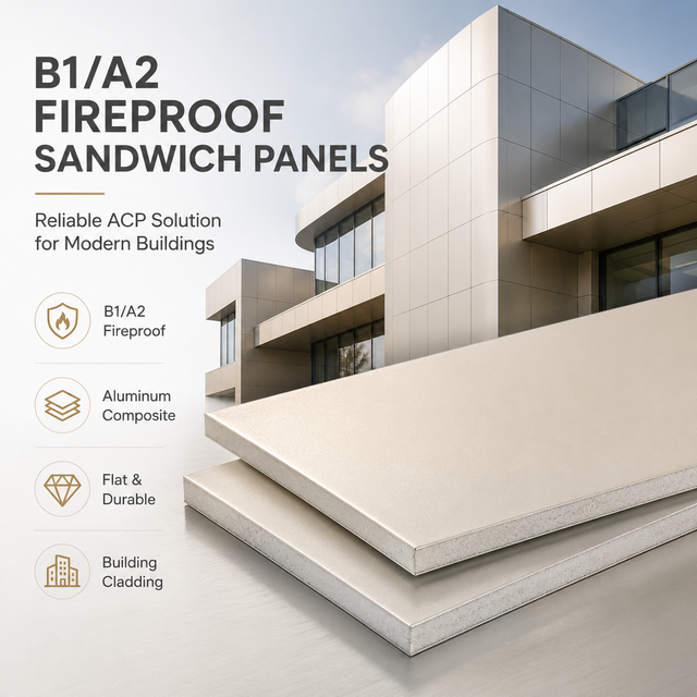 Sandwich Panels B1/A2  Grand Fireproof Aluminum Composite Panel Building Panels