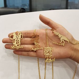 Bambini Targhetta Gioielli In Acciaio Inox <span class=keywords><strong>Personalizzata</strong></span> Qualsiasi <span class=keywords><strong>Disegno</strong></span> Lettera Pendenti di <span class=keywords><strong>Collana</strong></span> Nome Personalizzato Personaggio Dei Cartoni Animati di Collane - Product Image 2