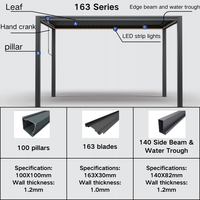 Pérgola Motorizada de Lujo Personalizada de 3x3m con Techo de Aluminio, Persianas para Tragaluz, Iluminación Circular y Recubrimiento en Polvo con LED