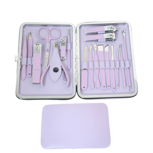 ชุดทำเล็บมือและเล็บเท้าสีม่วง18ชิ้นชุดดูแลเล็บดูแลส่วนบุคคลชุดเสริมสวยชุดแต่งเล็บ - Product Image 5