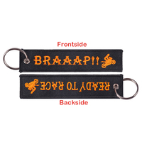 Llavero Bordado Personalizable para Regalo con Etiqueta Tejida para Motocicleta, Auto de Carreras y Avión, Tipo "Remove Before Flight", Disponible en Stock