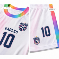 Ensemble de maillots de football personnalisés pour adultes, sublimation, bleu ciel, blanc, coupe géométrique, respirant, extensible dans quatre directions, séchage rapide, 100% polyester