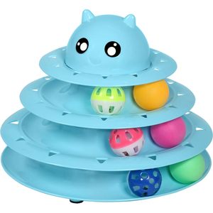 ของเล่นแมวแบบหมุนได้ 3 ระดับ Upsky พร้อมลูกบอลหลากสี ของเล่นเสริมพัฒนาการสำหรับลูกแมว ดีไซน์แข็งแรง ถอดประกอบได้ สำหรับสัตว์เลี้ยง - Product Image 1