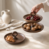 Plateau à fruits à plusieurs niveaux en bois massif, plateau exquis pour le thé et les pâtisseries, présentoir à gâteaux et desserts, plateau pour fruits secs et en-cas