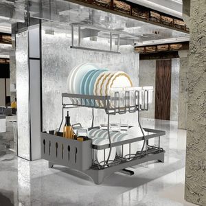 Hot bán 2-tầng sắt món ăn khô drainer Giá bán hàng đầu trên bồn rửa gấp treo drainboard nhà bếp thiết yếu - Product Image 3