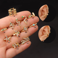 Nouveauté Manchette d'Oreille Bohème Arc-en-Ciel Serpent Cz Sans Perçage, Boucle d'Oreille Fausse Percing Hélix Cartilage Conch