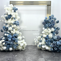 Décoration de fête populaire : Arche de toile de fond en acrylique écologique, ensemble de socles floraux rose et violet pour mariage et anniversaire