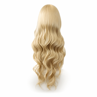 Perruque synthétique Lace Front Blond Platine Longue Ondulée Densité Moyenne 200% Résistante à la Chaleur Raie Centrale Prête à l'Expédition