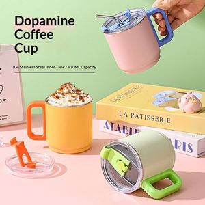 304 Stainless Steel Creative Trends Water Cup with Lid Student 430ml Milk Cup Office <b>Mug</b> Logo Gift Cup - Product Image 2