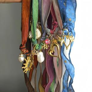 INS Hot Sale Minimal schmaler Schal Gestrickte Halskette Nische Edelstahl Herz Kreuz Anhänger Halskette für Frauen - Product Image 1