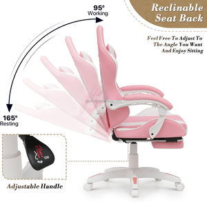 Silla <span class=keywords><strong>Gamer</strong></span> Giratoria de Piel Sintética con Reposabrazos Ergonómicos y Reposapiés, Color Rosa Anji, Venta al por Mayor - Product Image 4