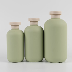 Bouteilles souples en plastique HDPE à toucher doux 250ml 300ml pour cosmétiques, shampoings et après-shampoings verts, flacons vides avec bouchon pompe - Product Image 5