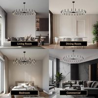 Lustre Sputnik moderne noir avec ampoules G9, grand luminaire en fonte, intensité variable, pour salle à manger, salon, hall d'entrée, chambre de ferme