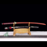 Épée en bois de samouraï avec motif de flamme, fabriquée en Chine à Longquan, accessoires de jeu d'animation, épée en bois d'entraînement japonaise