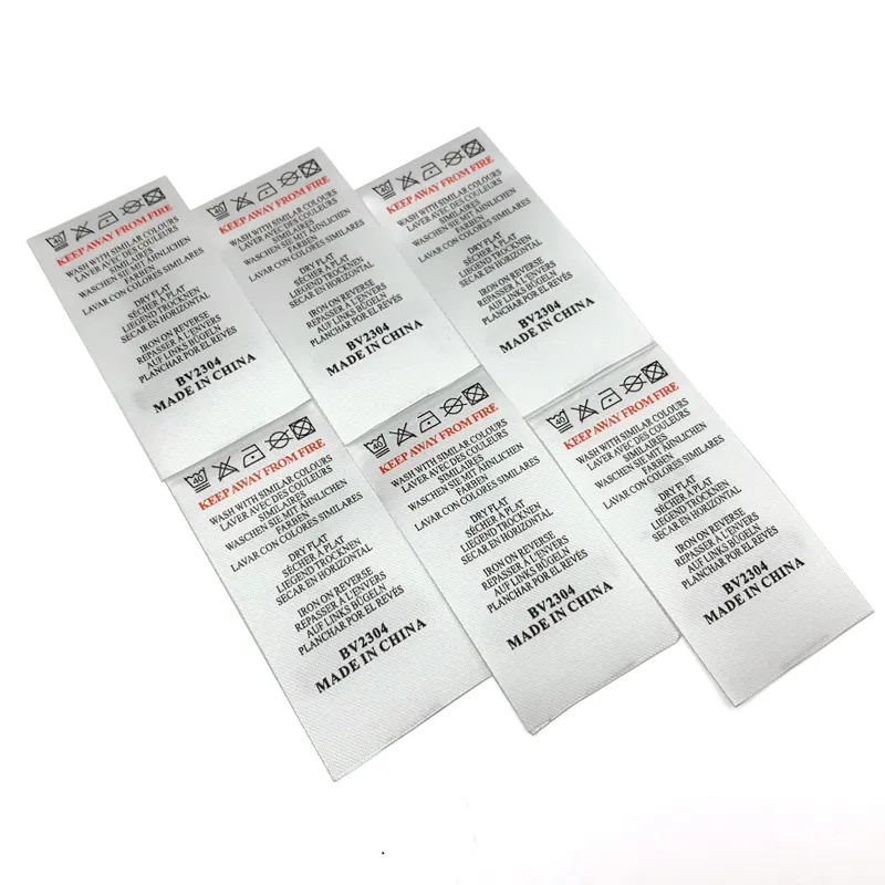Garment care Label in stock Custom Logo Printed Washing Instruction Sewn-in Care Label for Clothing