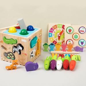 Children's Multifunctional Wooden Montessori Eight-in-One Knock Ball Animal Matching Fishing Early Education Educational Toys - Product Image 4