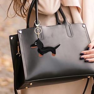 Lindo Dachshund cuero llavero colgante cuero lindo dibujos animados <span class=keywords><strong>cachorro</strong></span> colgante bolso de mujer moda bolso colgante coche llavero - Product Image 2