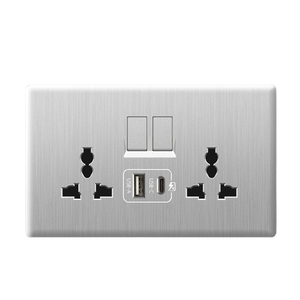ब्रश ग्रे आधुनिक सार्वभौमिक स्विच और सॉकेट, पीसी यूके 13a दीवार लाइट स्विच, विद्युत रसोई नेट टीवी वॉल सॉकेट - Product Image 5
