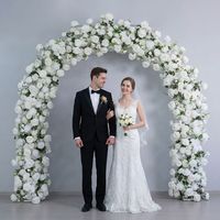 Premium Handgefertigte Weiße Seidenrosen-Blumengirlande mit Grünzeug für Hochzeitsbögen, Künstliche Blätterreihe für Garten, Zeremonien und Partydekoration