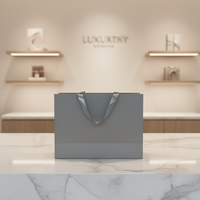 Sac cadeau en papier gris de luxe avec logo personnalisé, poignée en ruban de satin, sac de shopping réutilisable écologique pour les bijouteries