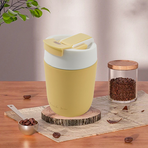 Tasse à café isotherme à double paroi de 12 oz en acier inoxydable 304, avec couvercle rabattable 2-en-1, anti-fuite, sans BPA, pour le bureau - Product Image 1