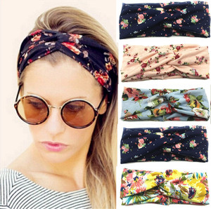 Yilibei, venta al por mayor, accesorios para el cabello con estampado bohemio, envolturas para la cabeza de tela ancha, bandas elásticas cruzadas populares para Niñas para mujeres