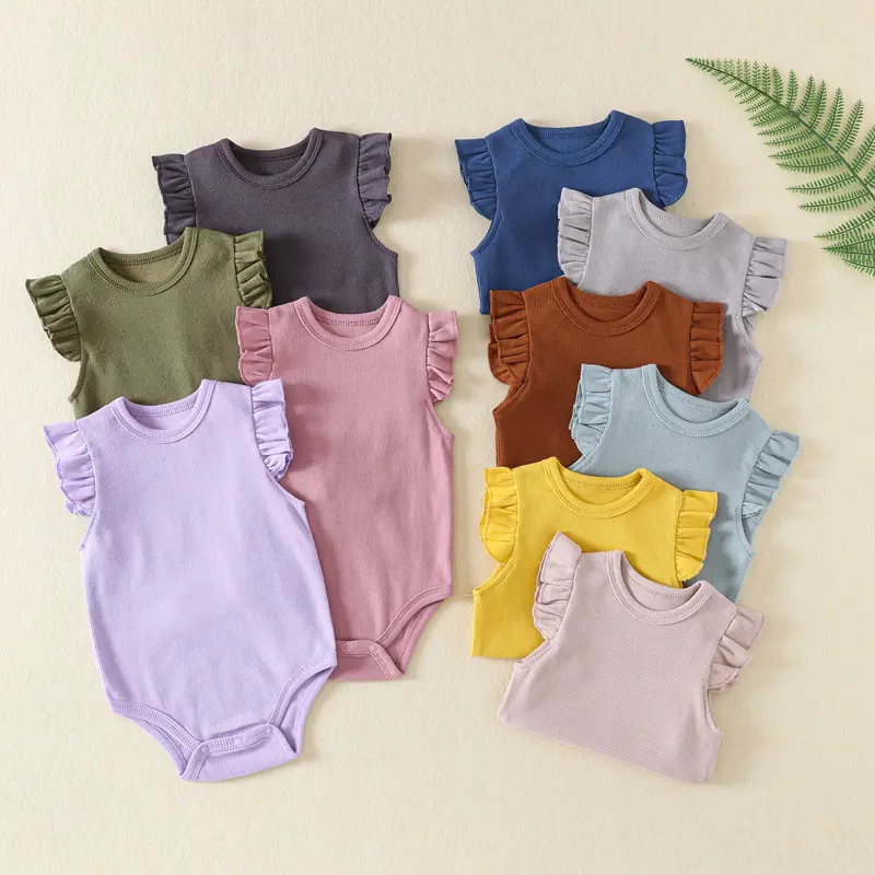 Nouveau-né bébé vêtements 100% coton à manches courtes printemps bébé mignon barboteuses doux infantile bébé fille combinaisons et barboteuses