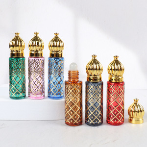 Luxe 8ml Parfum Verre Rouleau sur Bouteille Vide Arabe Huile Essentielle Bleu Violet Noir Conteneur Crème Pour Les Yeux Roller Ball Bouteilles - Product Image 1