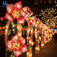Lampu Hias Festival Pertengahan Musim Gugur Cina SGL013, Lampu Natal, Bunga Mawar Buatan, Lampion Festival untuk Kebun Binatang