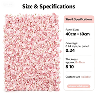 Panel de Flores Artificiales 5D con Base de Tela, Color Blanco y Rosa Bebé, para Decoración de Fondo en Fiestas de Cumpleaños y Eventos