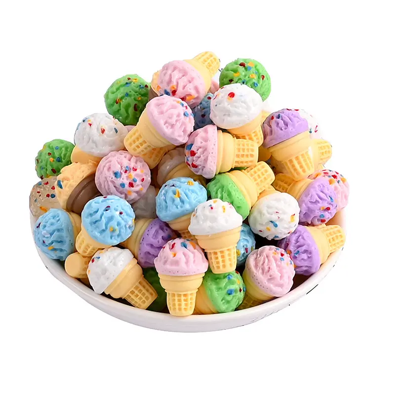 Fake Food Simulation 3D Miniature Ice Cream Flatbacks Resin Cabochon Play DIY Charms Jewelry Resin Accessories