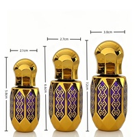 Flacon de parfum de luxe 3/6/12 ml, en verre octogonal fin, avec bouchon à vis doré et applicateur à bille, rechargeable, pour voyage, idéal comme cadeau