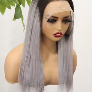 วิกผมแท้แบบตรง # 1BT/สีเทาวิกผมแท้แบบมีลูกไม้ด้านหน้า13x4จากร้าน Fh # - Product Image 5