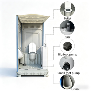 Cabine de douche compacte en HDPE, sans rouille, facile à ranger, idéale pour les aventures en plein air et les travaux de construction - Product Image 1