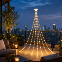 Guirlande lumineuse LED en cascade de 2 m pour sapin de Noël avec options d'alimentation USB et solaire