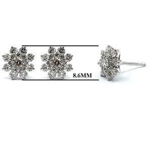 HK China 18 K สีขาวทองแท้เพชรแท้18 K ต่างหูรูปดอกไม้สวยงามสำหรับสาวๆสำหรับงานแต่งงานงานปาร์ตี้ - Product Image 3