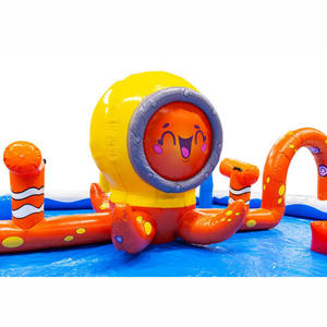 充气水滑梯儿童充气屋，带攀爬墙和水上游乐设施 |   厂家直销海洋世界章鱼款 - Product Image 5