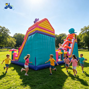 Lilytoys OEM Pink House Design Slide con <span class=keywords><strong>piscina</strong></span> Inflable Color personalizado Patrón de corazón Niños Juego de agua Uso comercial - Product Image 3