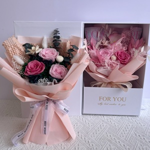 Vente en gros de roses éternelles séchées, bouquet de fleurs naturelles réelles, cadeau fait à la main - Product Image 3