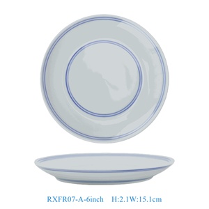 RXFR07-A-6-7-8-9-10-12 Pulgadas Plato de Porcelana China Tradicional Esmaltado con Doble Borde Azul, Apto para Lavavajillas, Tamaños de 6 a 12 Pulgadas - Product Image 2
