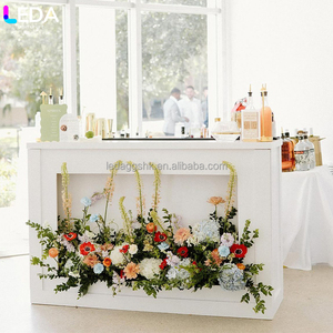LEDA Family Banquets Parties Acrylic <b>Table</b> White Bar <b>Table</b> With Floral Arrangement - Product Image 3