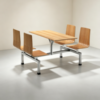 Ensemble de table et de chaises de salle à manger modernes à 4 places avec structure en acier inoxydable et dossier Smiley pour l'école, l'hôtel, le restaurant