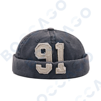 Topi Docker Tanpa Pinggiran Desain Baru 2026, 91 Patch, Gaya Retro Vintage, Buckle Pengatur Logam, Keren, Unisex untuk Dewasa